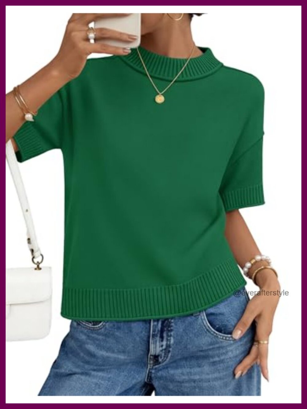 Women's Short Sleeve Loose Knit Pullover Sweater Viscose Blend